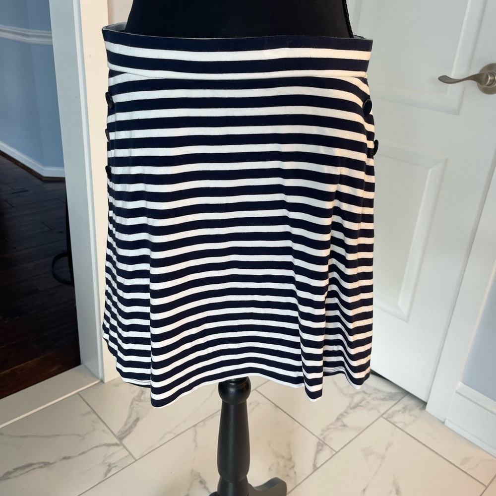 LOFT Navy and White Skirt Knee-Length Resort Wear